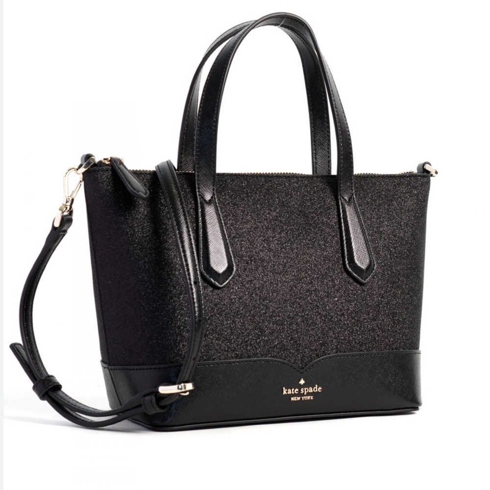 Kate Spade New York Lola Glitter Small Satchel Crossbody Bag Black